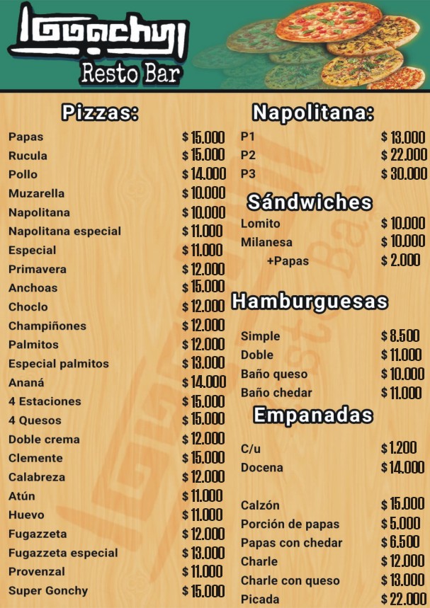 Carta del Menú